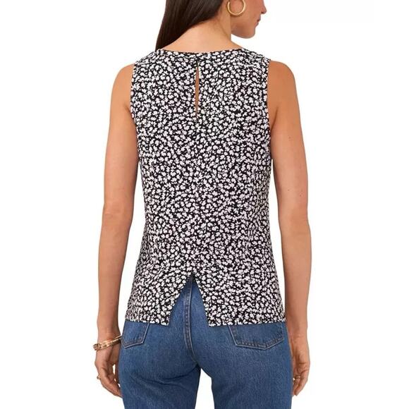 Vince Camuto Floral Crewneck Split Back Keyhole Tank Top Womens Size XL Jersey - Picture 2 of 15